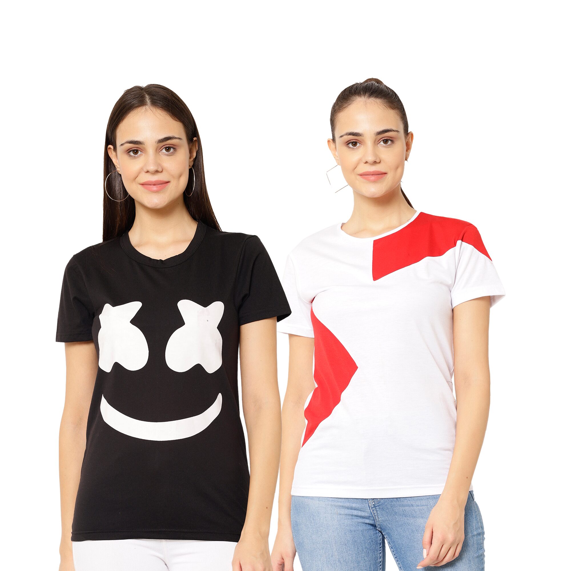 

VIMAL JONNEY Women Multi Regular fit Round neck Cotton blend T shirt