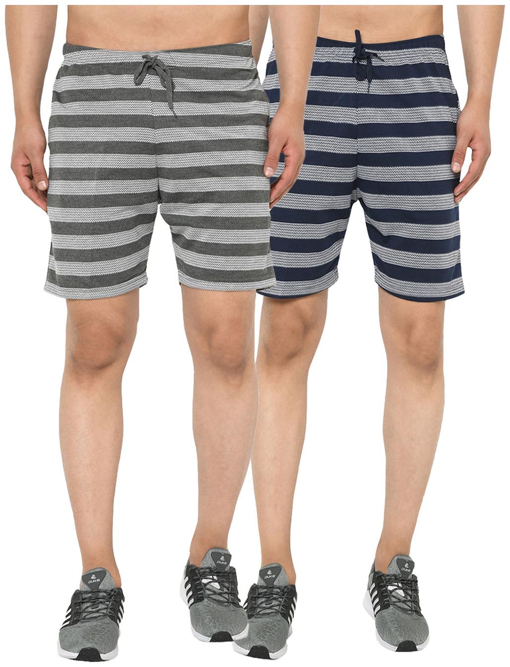 

VIMAL JONNEY Men Grey Navy Blue Regular Fit Regular Shorts