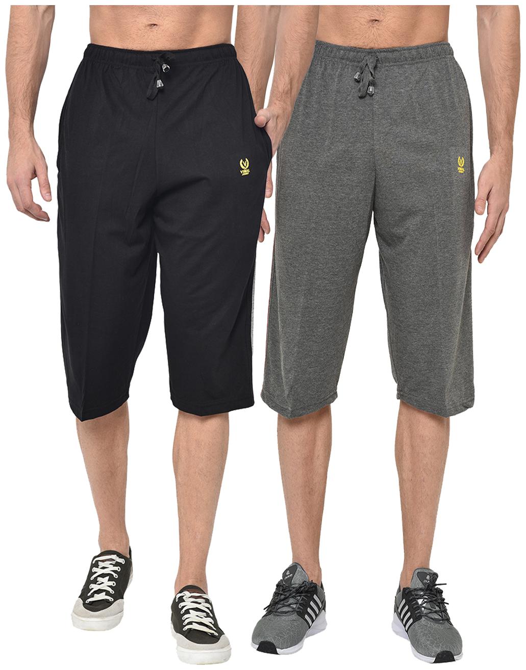 

VIMAL JONNEY Men Black Grey Regular Fit Regular Shorts