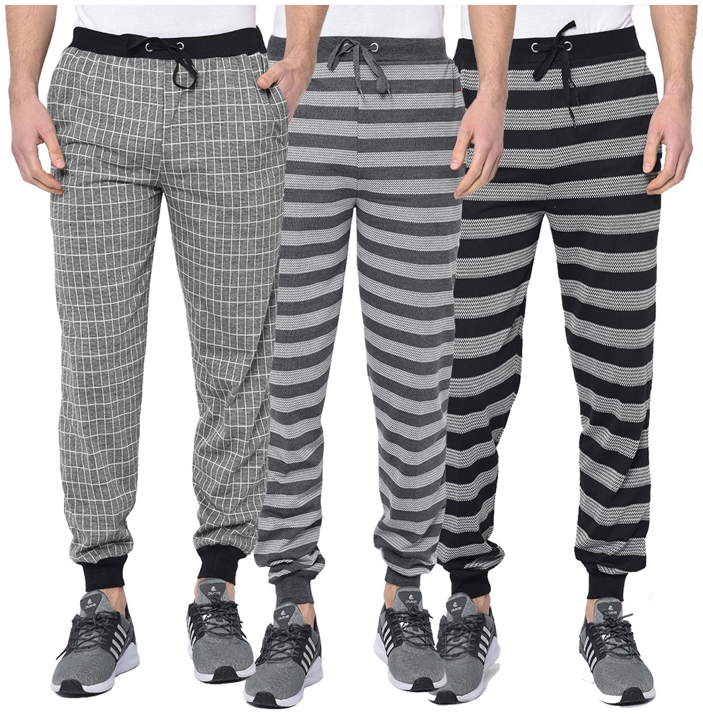 

VIMAL JONNEY Men Black Grey Striped Regular fit Joggers