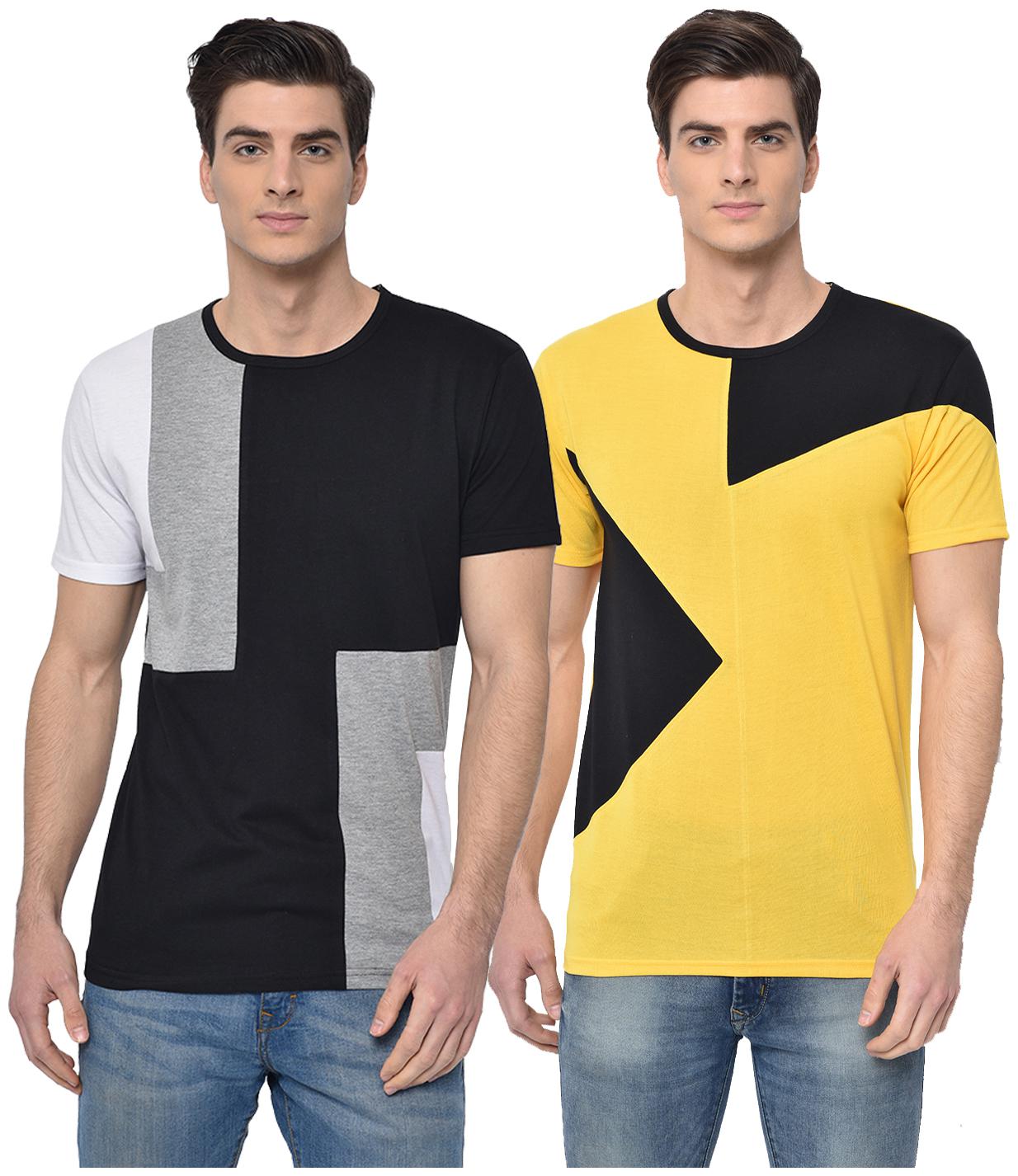 

VIMAL JONNEY Men Multi Regular fit Cotton Blend Round neck T-Shirt - Pack Of 2