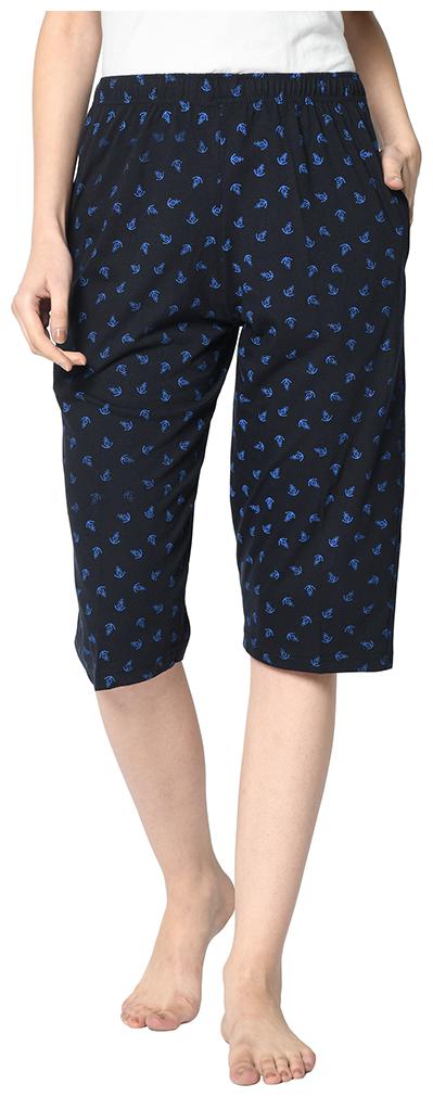 

VIMAL JONNEY Cotton Printed Navy Blue Regular Shorts For Women