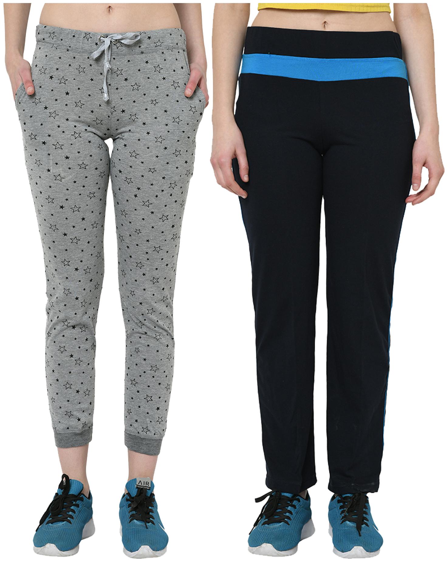 

VIMAL JONNEY Women Cotton Blend Printed Grey Navy Joggers