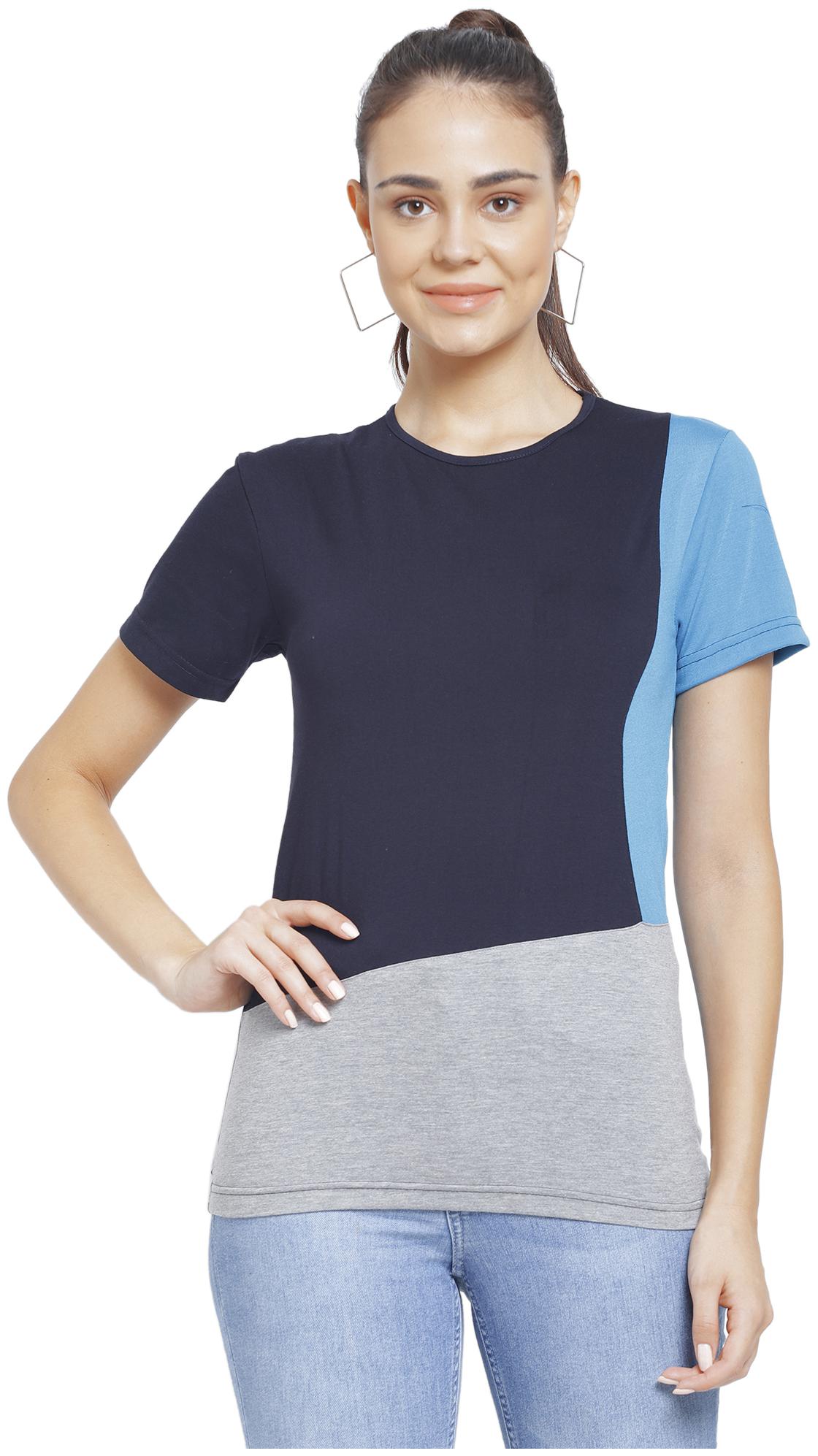 

VIMAL JONNEY Women Multi Regular fit Round neck Blended T shirt
