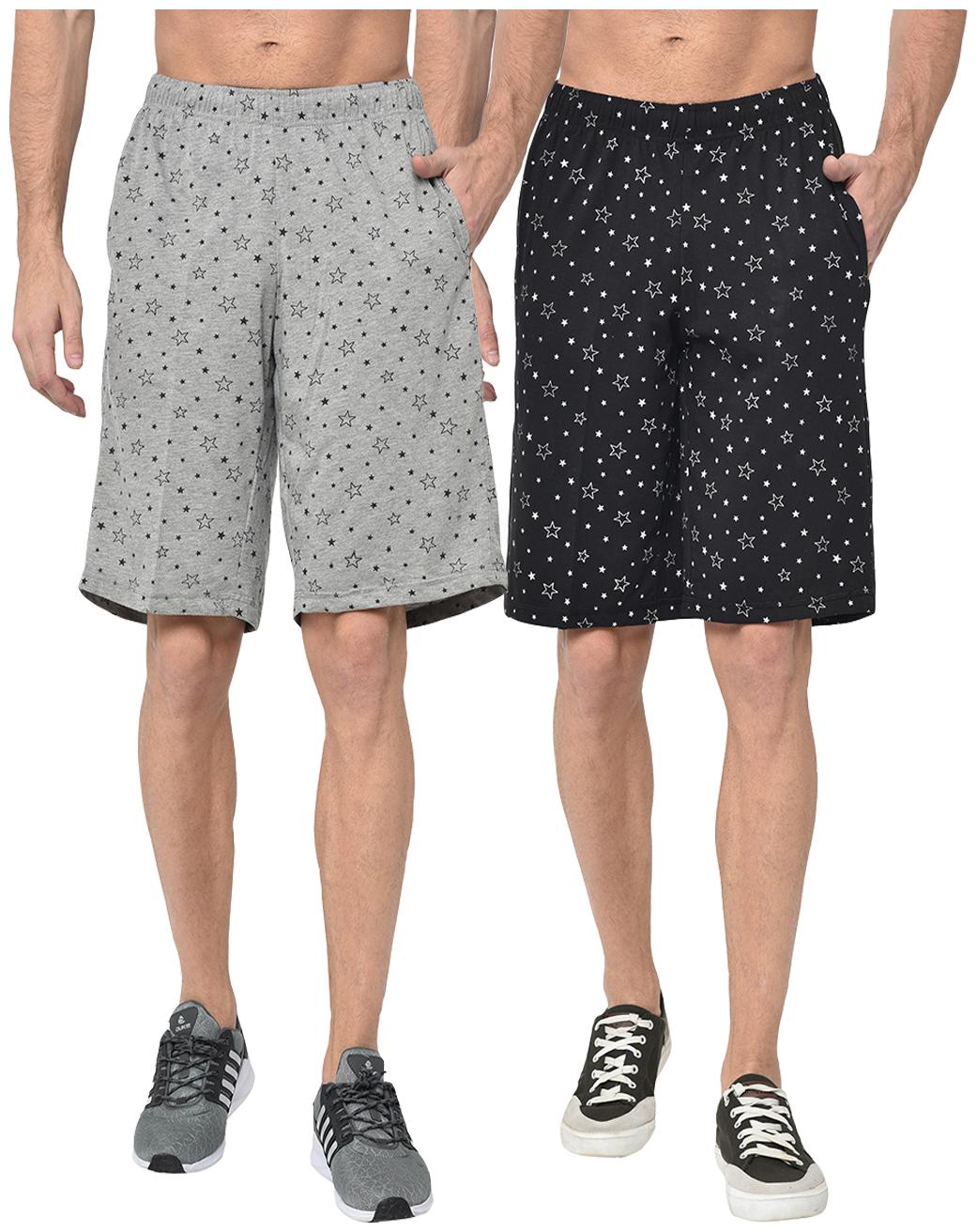 

VIMAL JONNEY Men Grey Black Regular Fit Regular Shorts