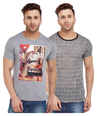 

VIMAL JONNEY Men Multi Regular fit Cotton Blend Round neck T-Shirt - Pack Of 2