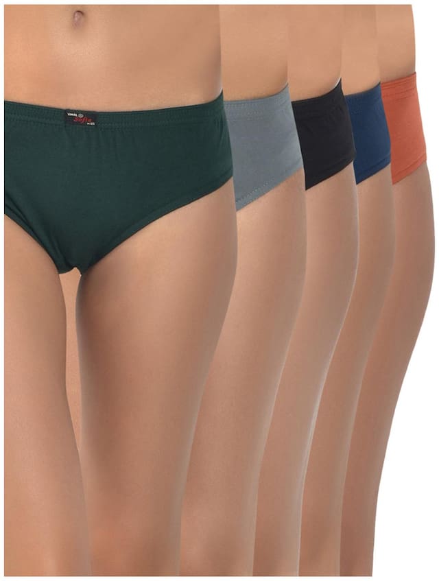 VIMAL JONNEY Pack Of 5 Solid Mid Waist Bikini - Brown