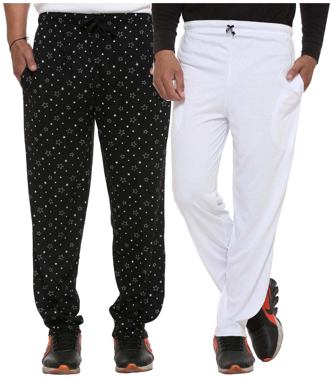 

Vimal Multicolor Print And Plain Cotton Trackpants For Men (pack Of 2)