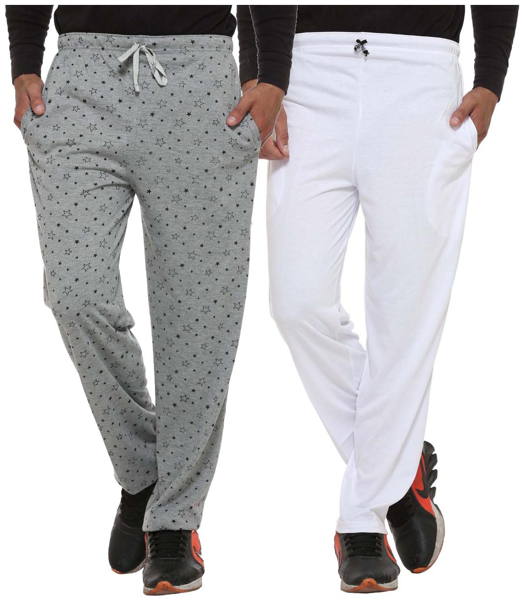 

Vimal Multicolor Print And Plain Cotton Trackpants For Men (pack Of 2)