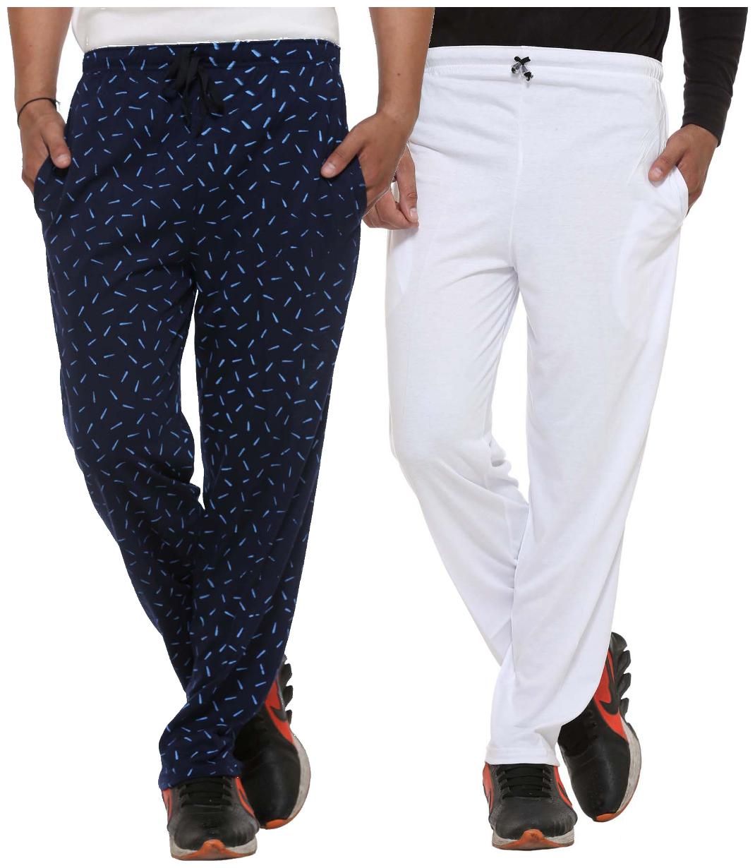 

Vimal Multicolor Print And Plain Cotton Trackpants For Men (pack Of 2)