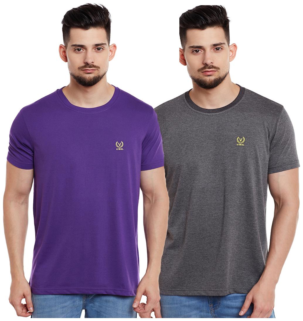 

VIMAL JONNEY Men Multi Slim fit Cotton Round neck T-Shirt - Pack Of 2