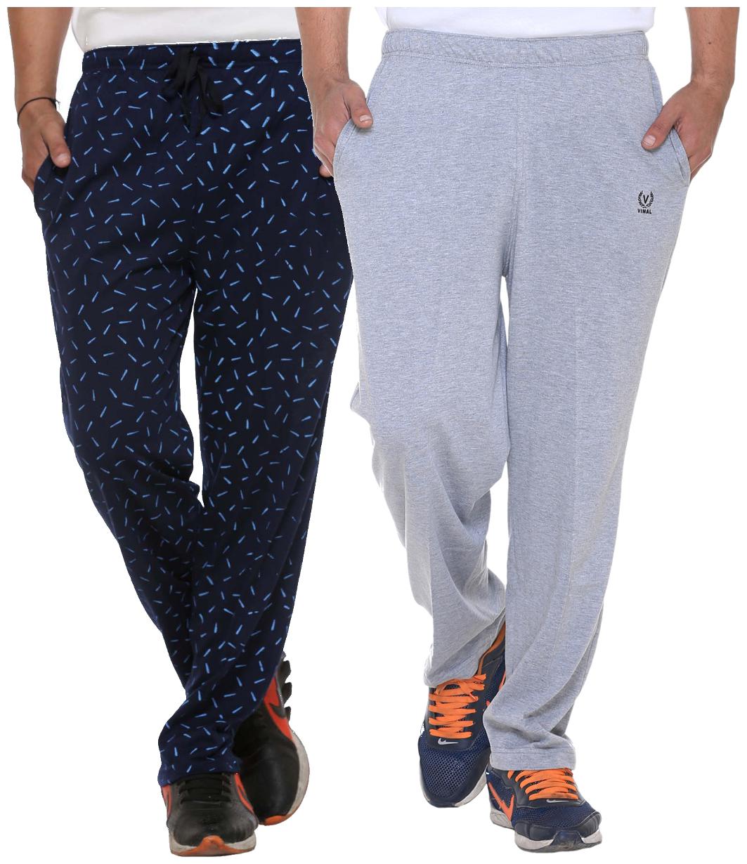 

Vimal Multicolor Print And Plain Cotton Trackpants For Men (pack Of 2)