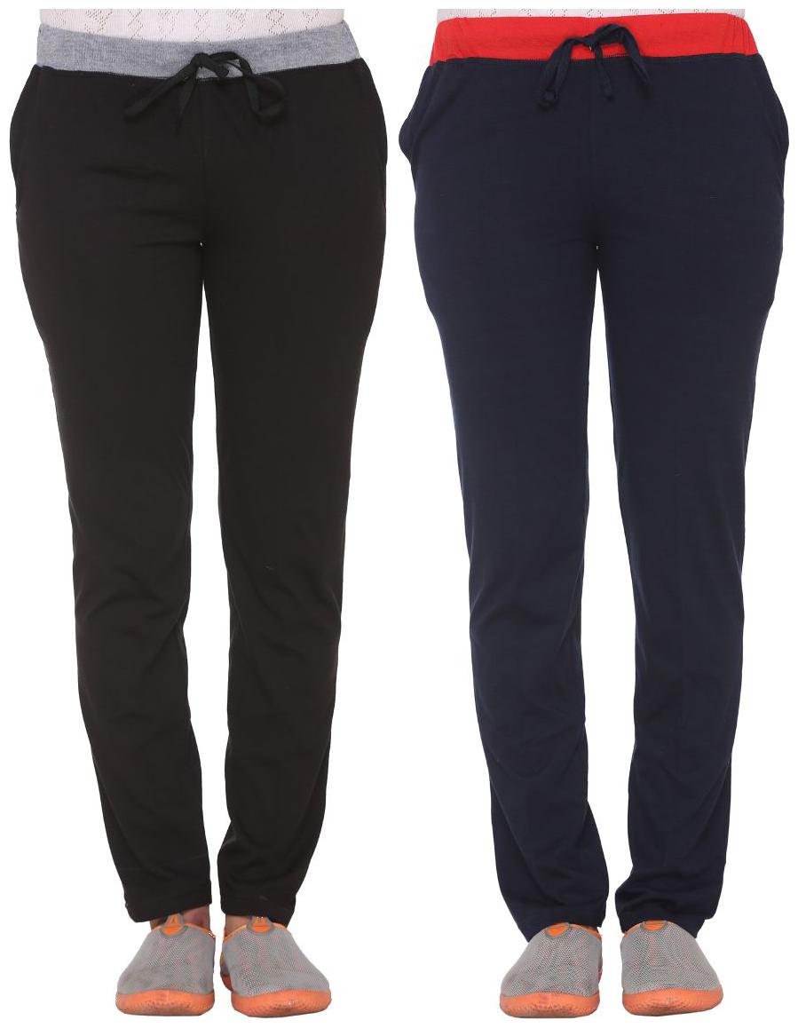 

VIMAL JONNEY Women Slim fit Blended Solid Track pants - Black