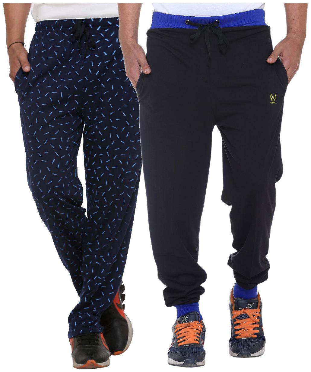 

Vimal Multicolor Print And Plain Cotton Trackpants For Men (pack Of 2)