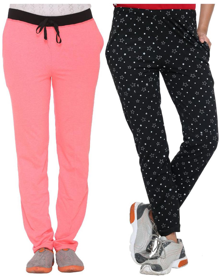 

VIMAL JONNEY Women Slim fit Blended Printed Track pants - Black