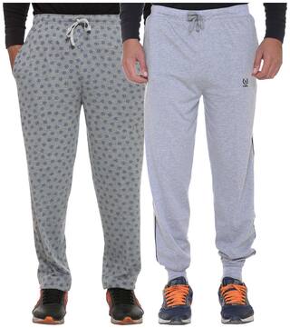 Vimal Multicolor Print And Plain Cotton Trackpants For Men (pack Of 2)