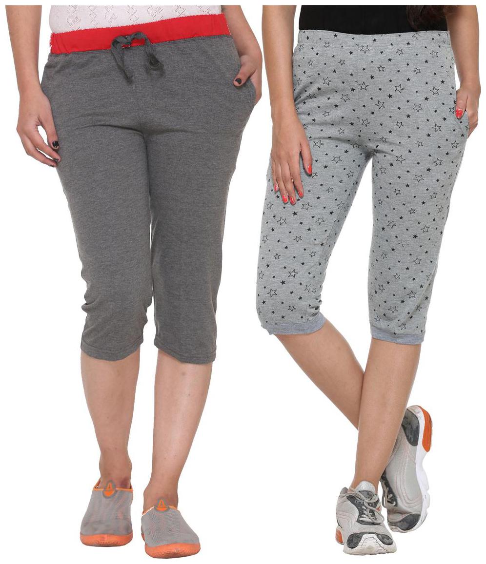 

Vimal Jonney Multicolor Cotton Capris For Women(pack Of 2)