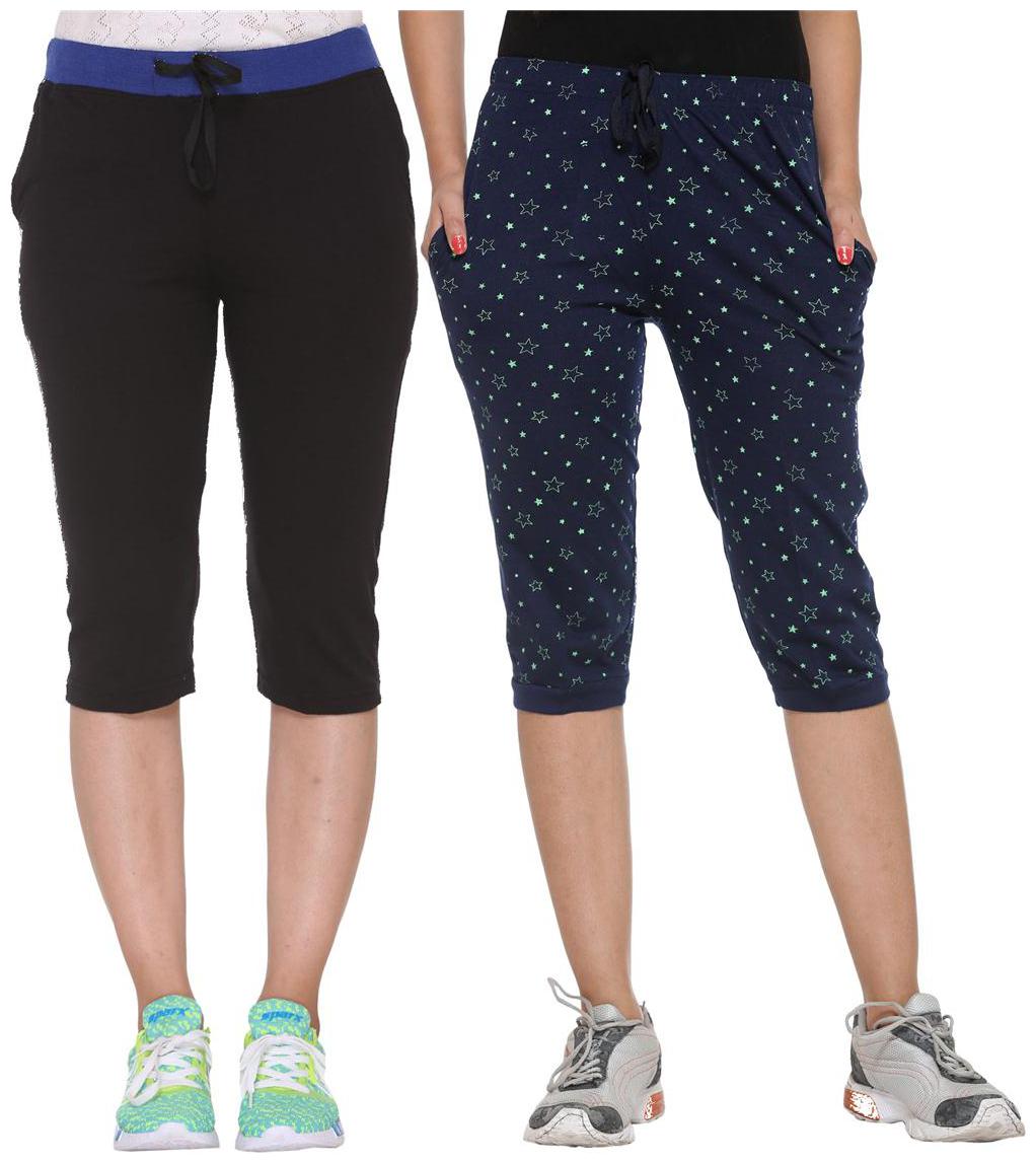 

Vimal Jonney Multicolor Cotton Capris For Women(pack Of 2)