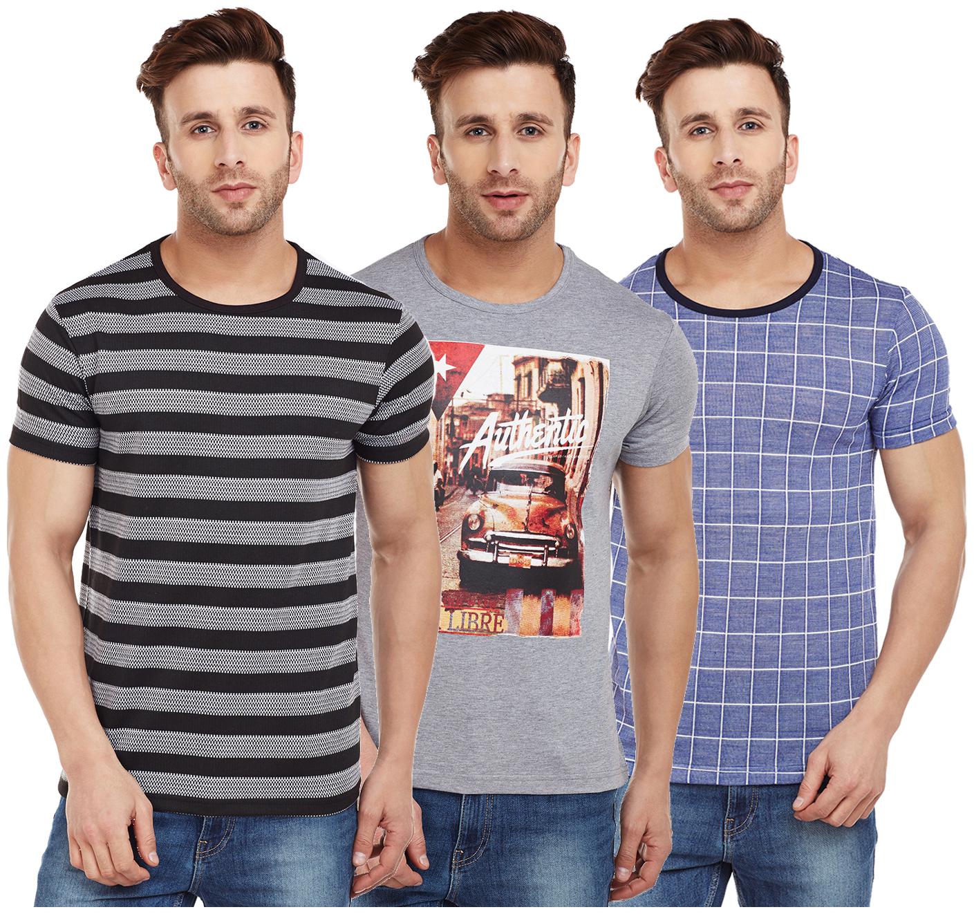 

Vimal Jonney Multicolor Printed Cotton Tshirts For Men(Pack Of 3)