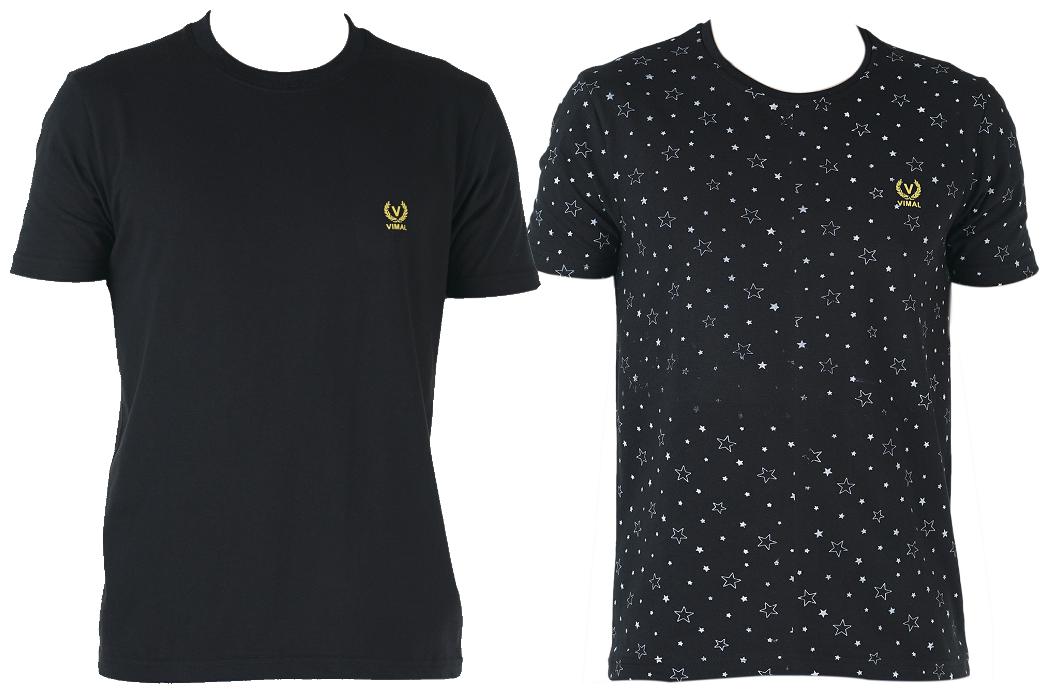 

VIMAL JONNEY Men Black Regular fit Cotton Round neck T-Shirt - Pack Of 2