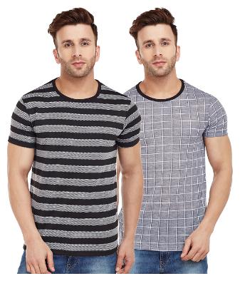 

VIMAL JONNEY Men Multi Regular fit Cotton Blend Round neck T-Shirt - Pack Of 2