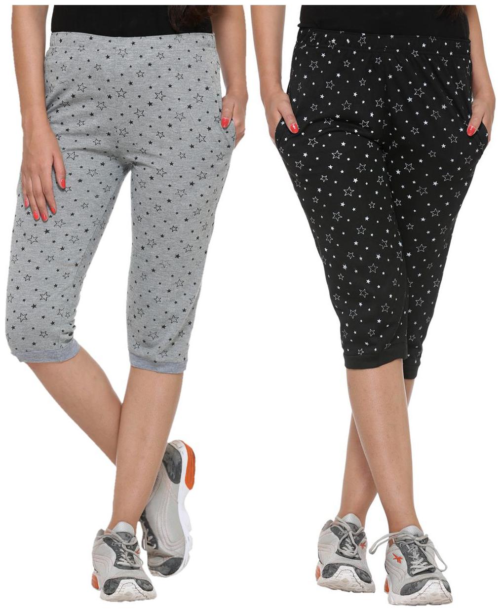 

VIMAL JONNEY Women Printed Regular capri - Black