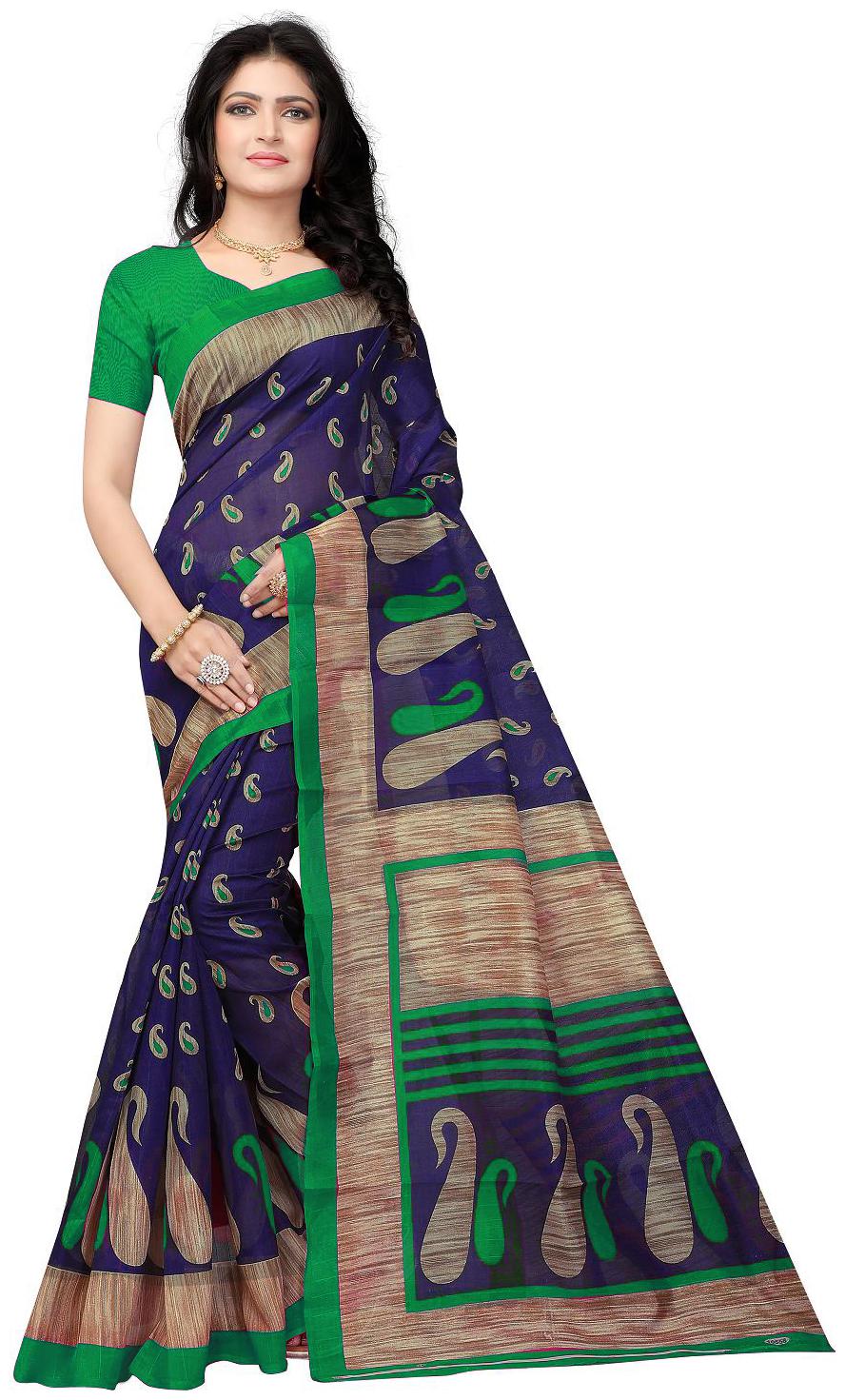 

Vimalnath Synthetics Printed Bhagalpuri Kota Silk Saree