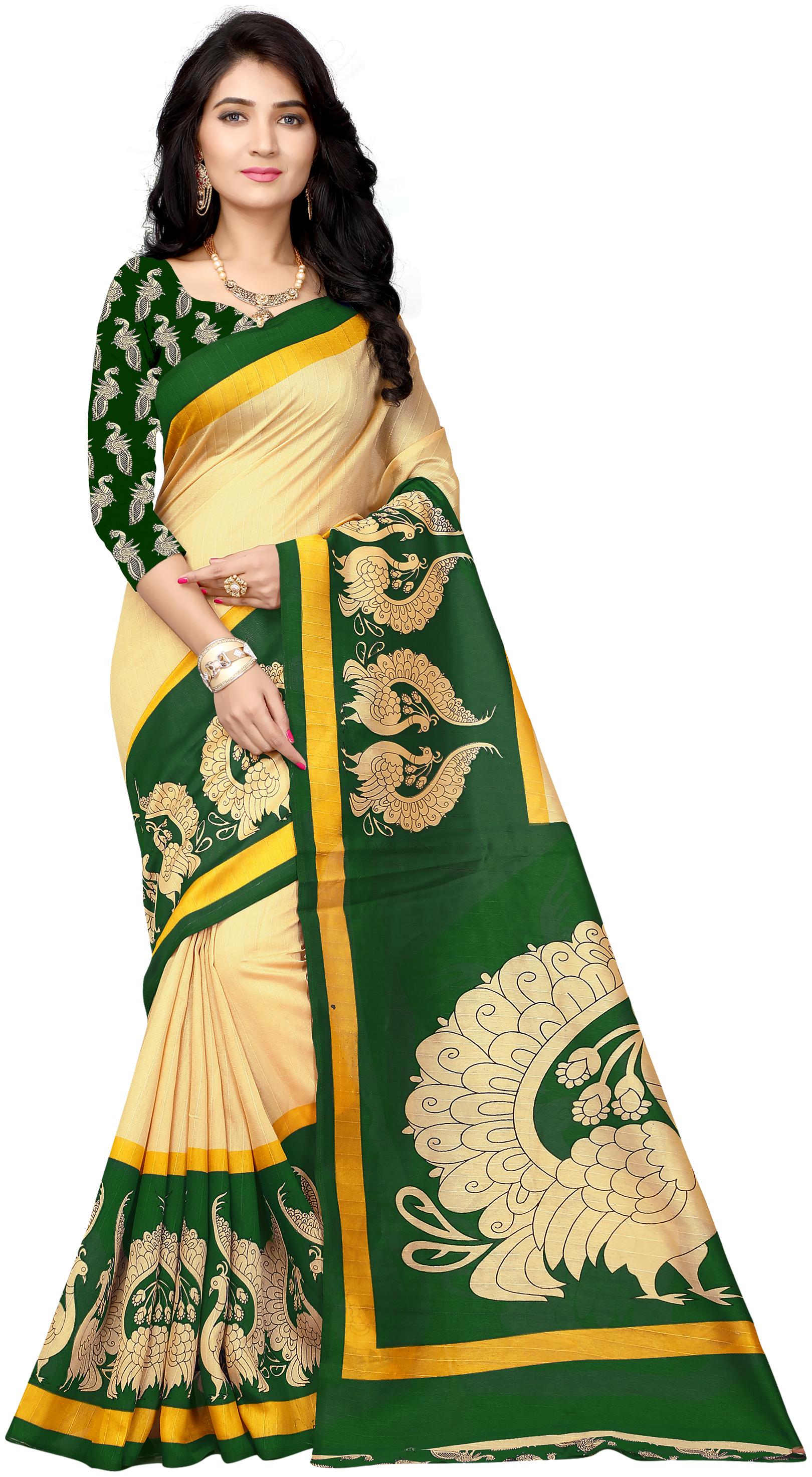 

Vimalnath Synthetics Printed Bhagalpuri Kota Silk Saree