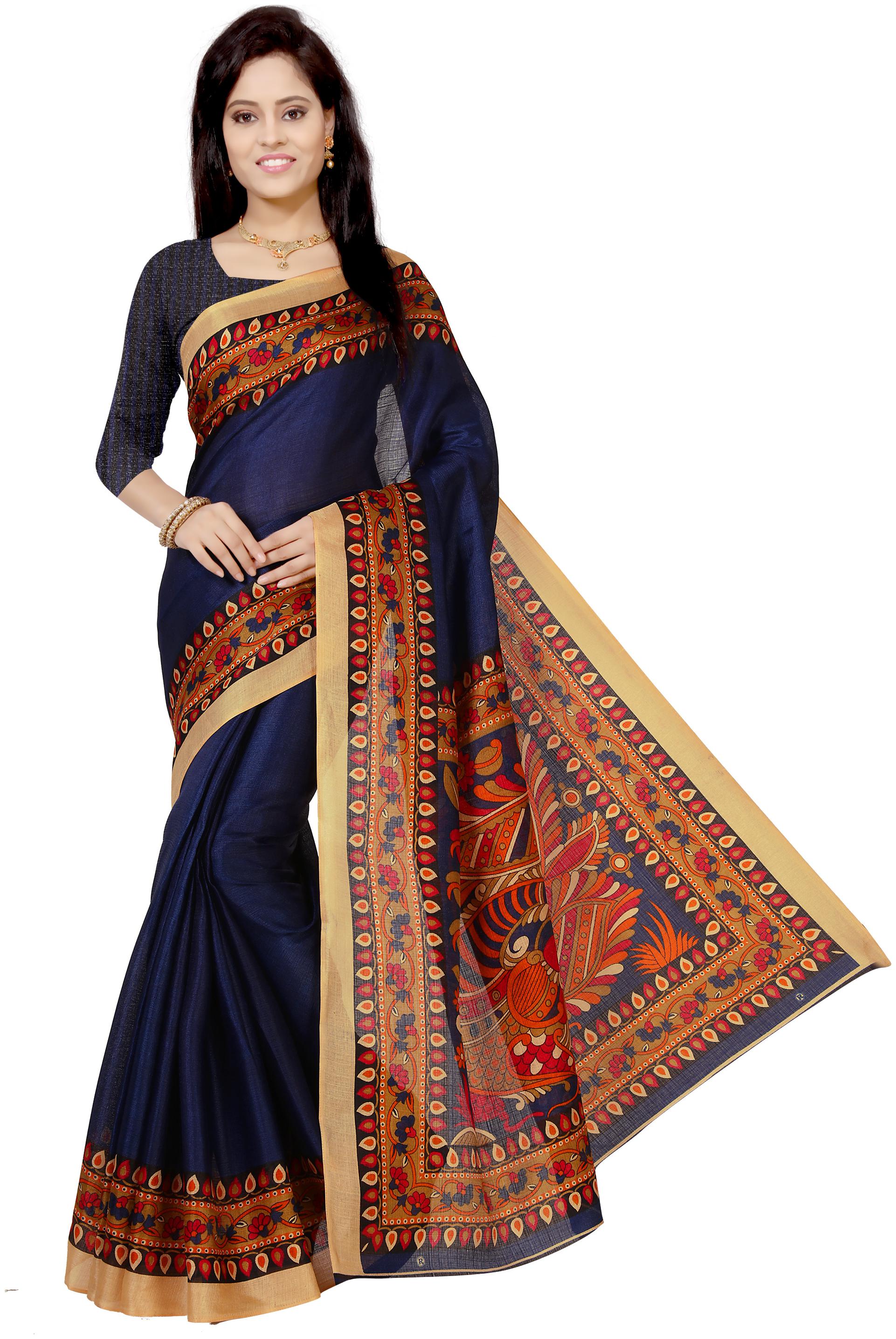 

Vimalnath Synthetics Printed Kalamkari Khadi Saree(ROSHNI)