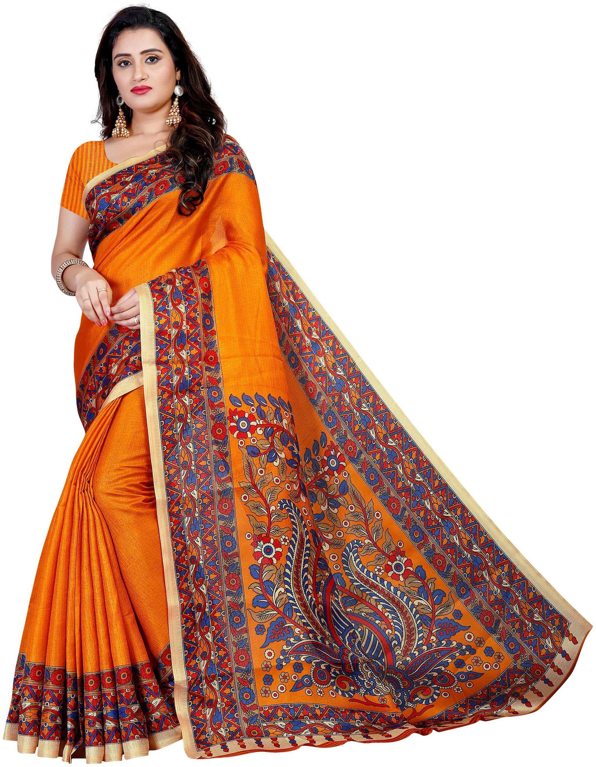 

Vimalnath Synthetics Printed Kalamkari Khadi Saree