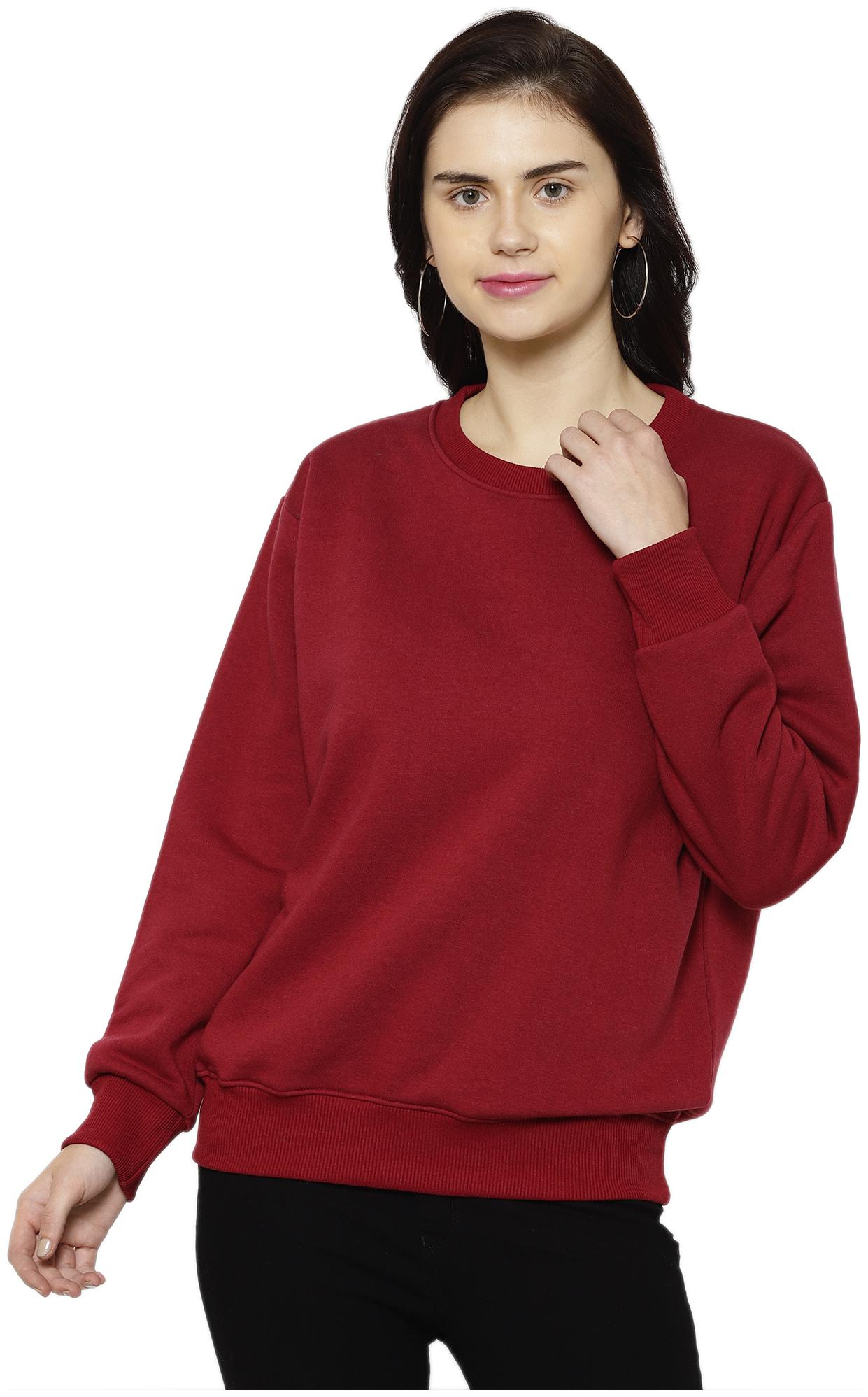 

VIMAL JONNEY Women Solid Sweatshirt - Maroon