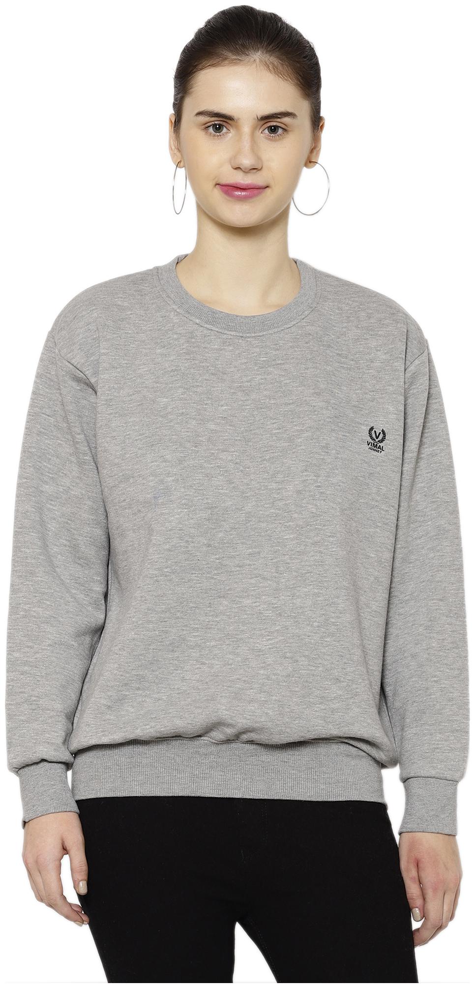 

VIMAL JONNEY Women Solid Sweatshirt - Grey