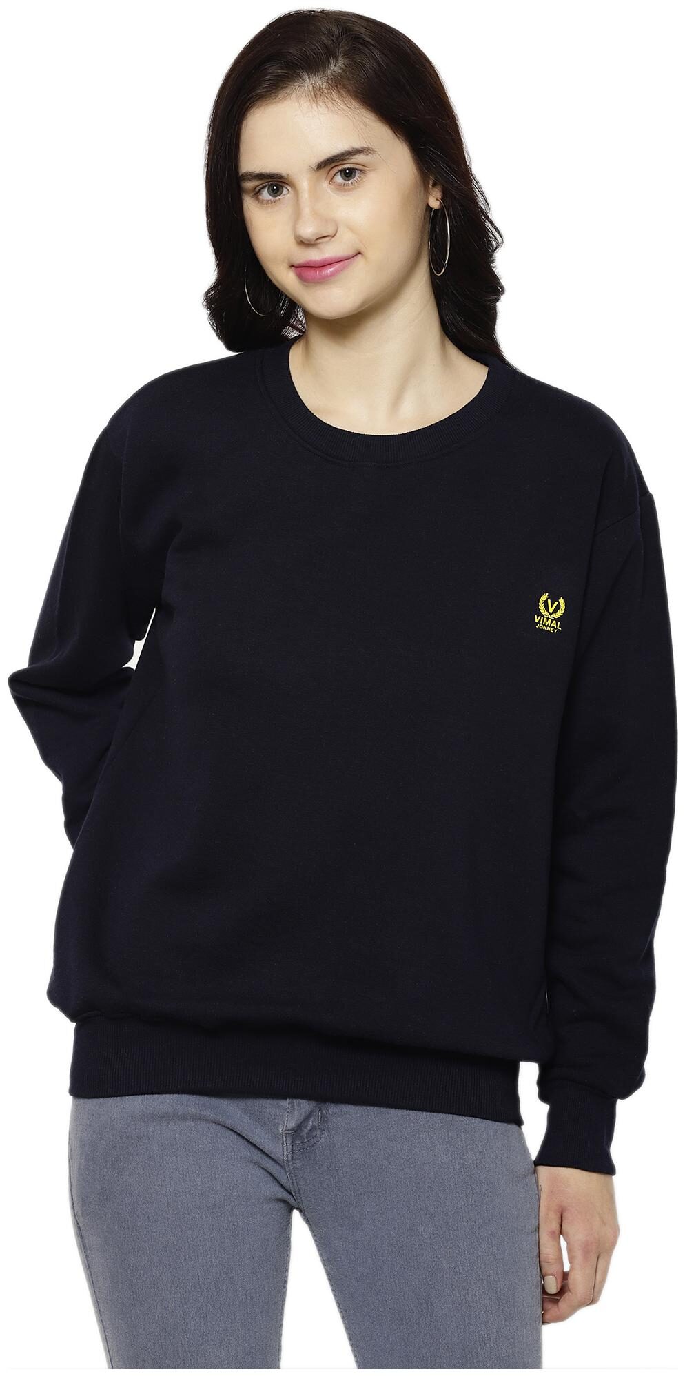 

VIMAL JONNEY Women Solid Sweatshirt - Blue