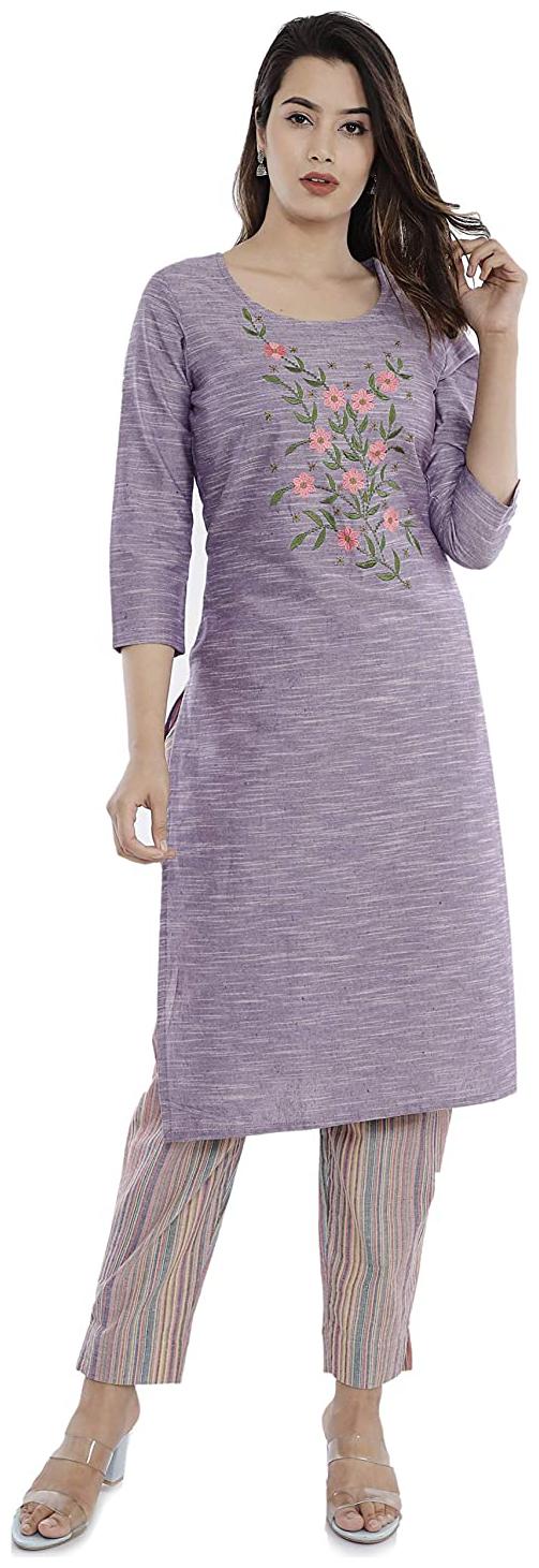 

Vimoo Womens Cotton kurti Pant Set (Purple)