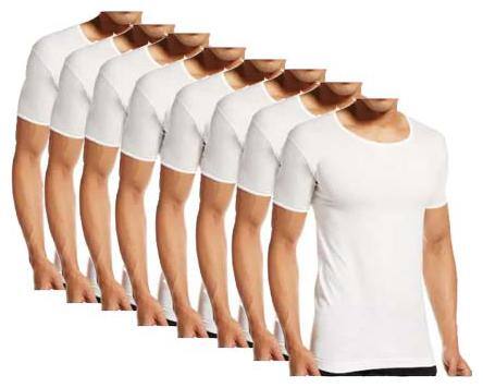 VIP Pack of 8 Half Sleeves Round Neck Men Vest - White