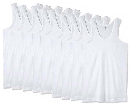 VIP Pack of 9 Sleeveless Round Neck Men Vest - White