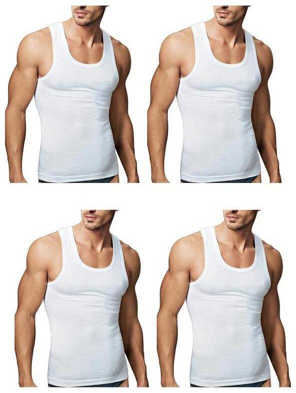 VIP Pack of 4 Sleeveless Round Neck Men Vest - White