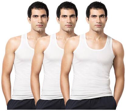 VIP Pack of 3 Sleeveless Round Neck Men Vest - White