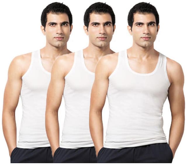 VIP Pack of 3 Sleeveless Round Neck Men Vest - White