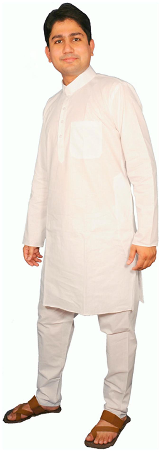

VIPIN White Cotton Kurta Pyjama Set