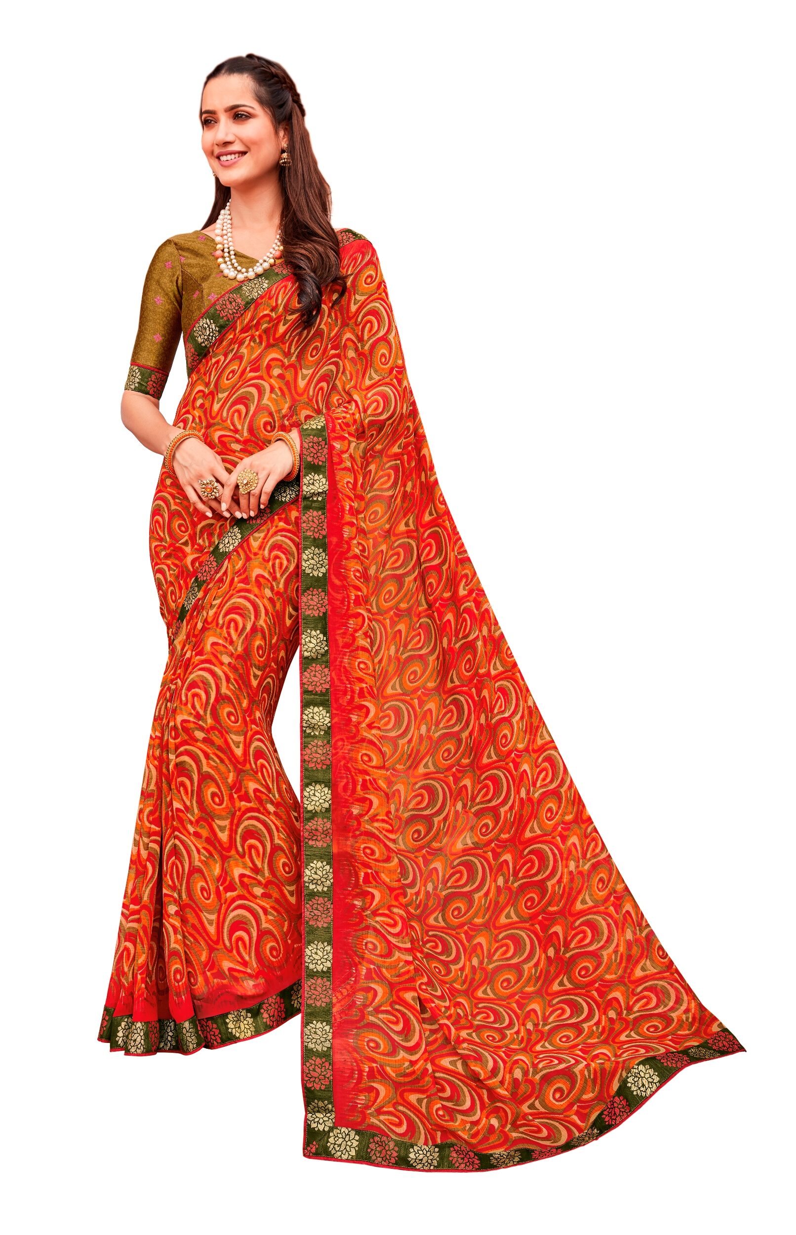 

Vipul Women Faux Georgette Party Wear Saree With Blouse (Multi)