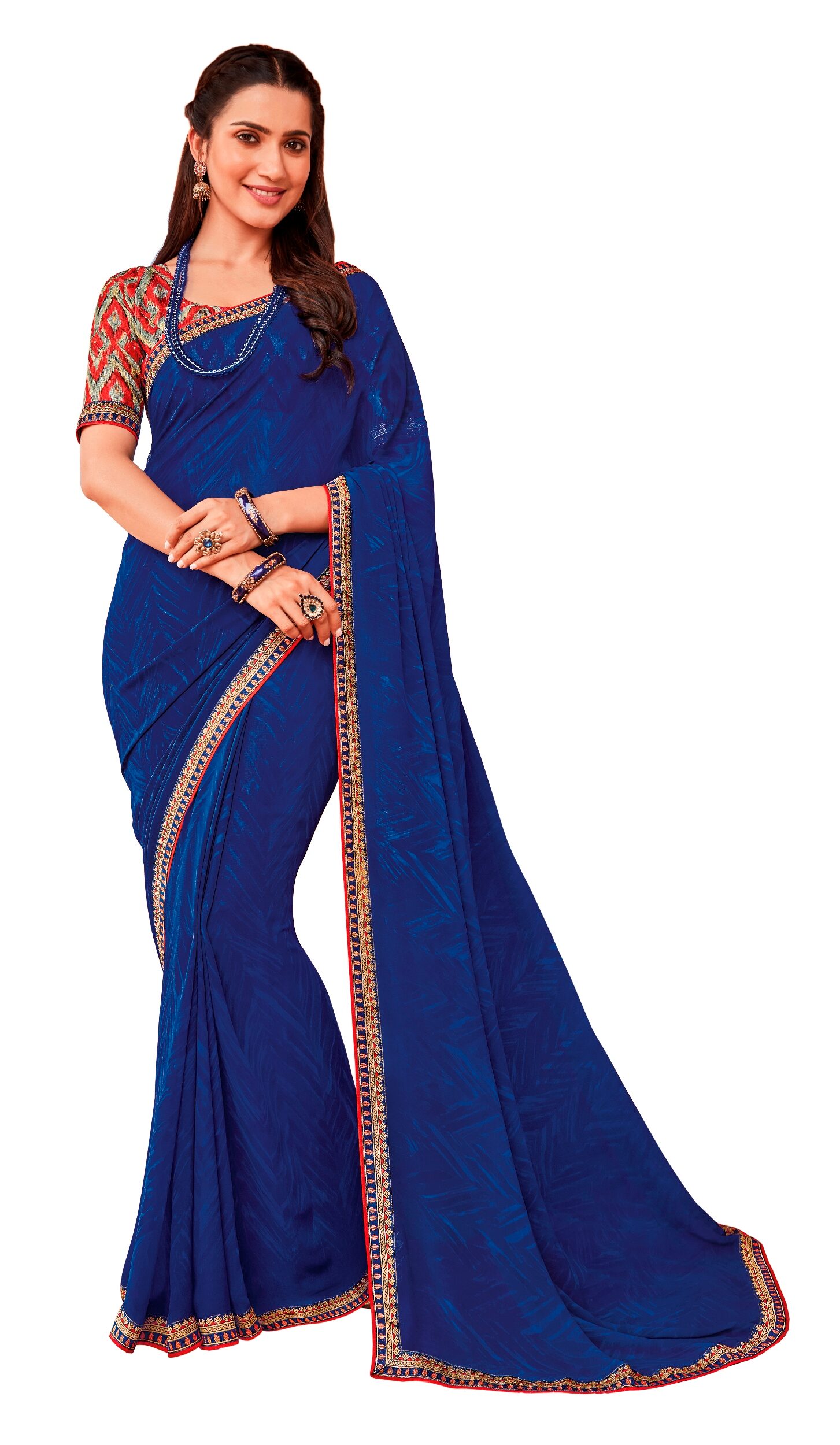 

Vipul Women Faux Georgette Party Wear Saree With Blouse (Blue)