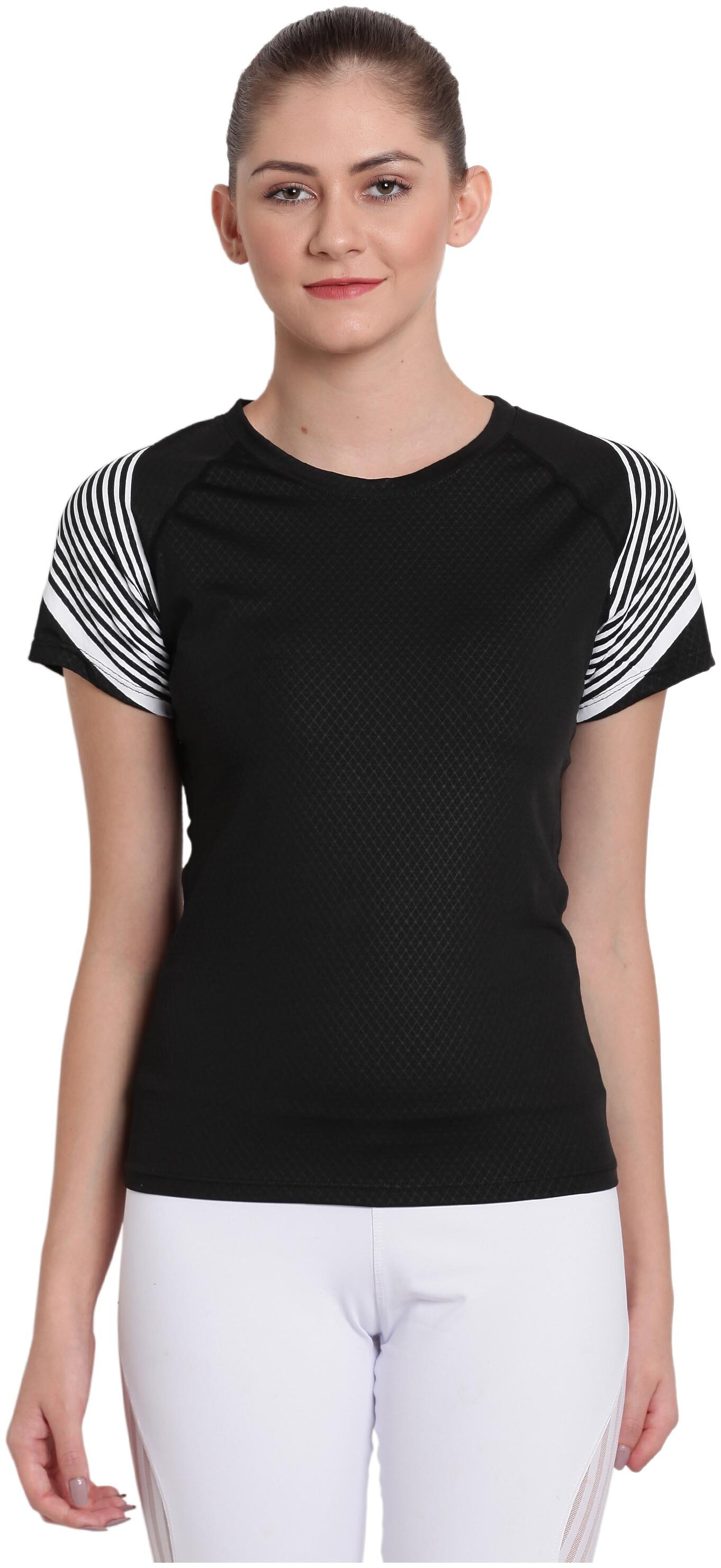 

Viral Girl Women Solid Sports T-Shirt - Black