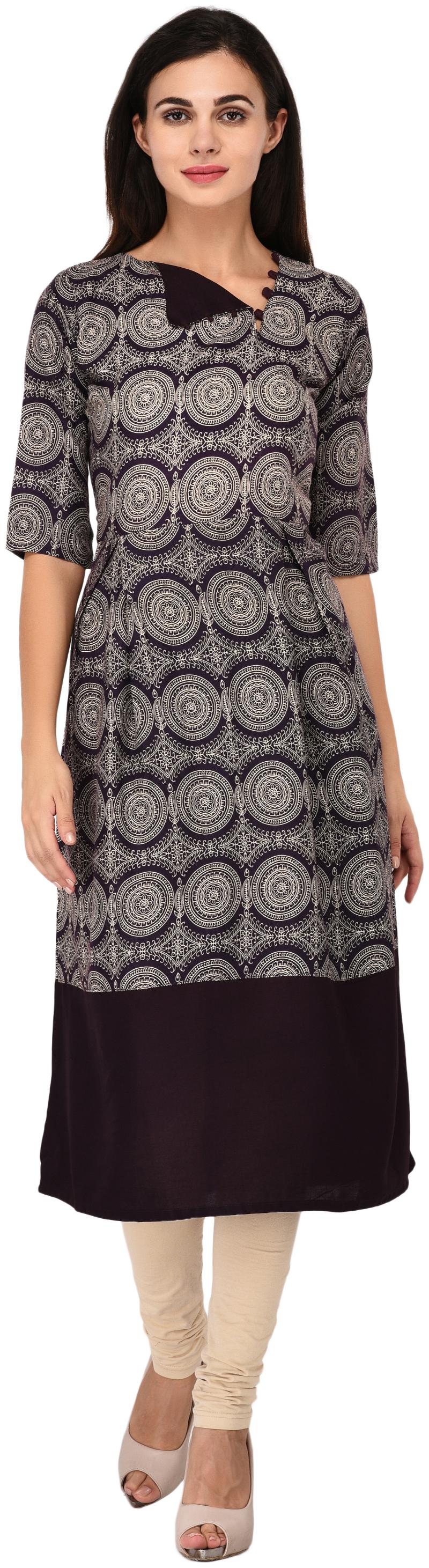 

VIRAL GIRL PRINTED COFFEE RAYON KURTI