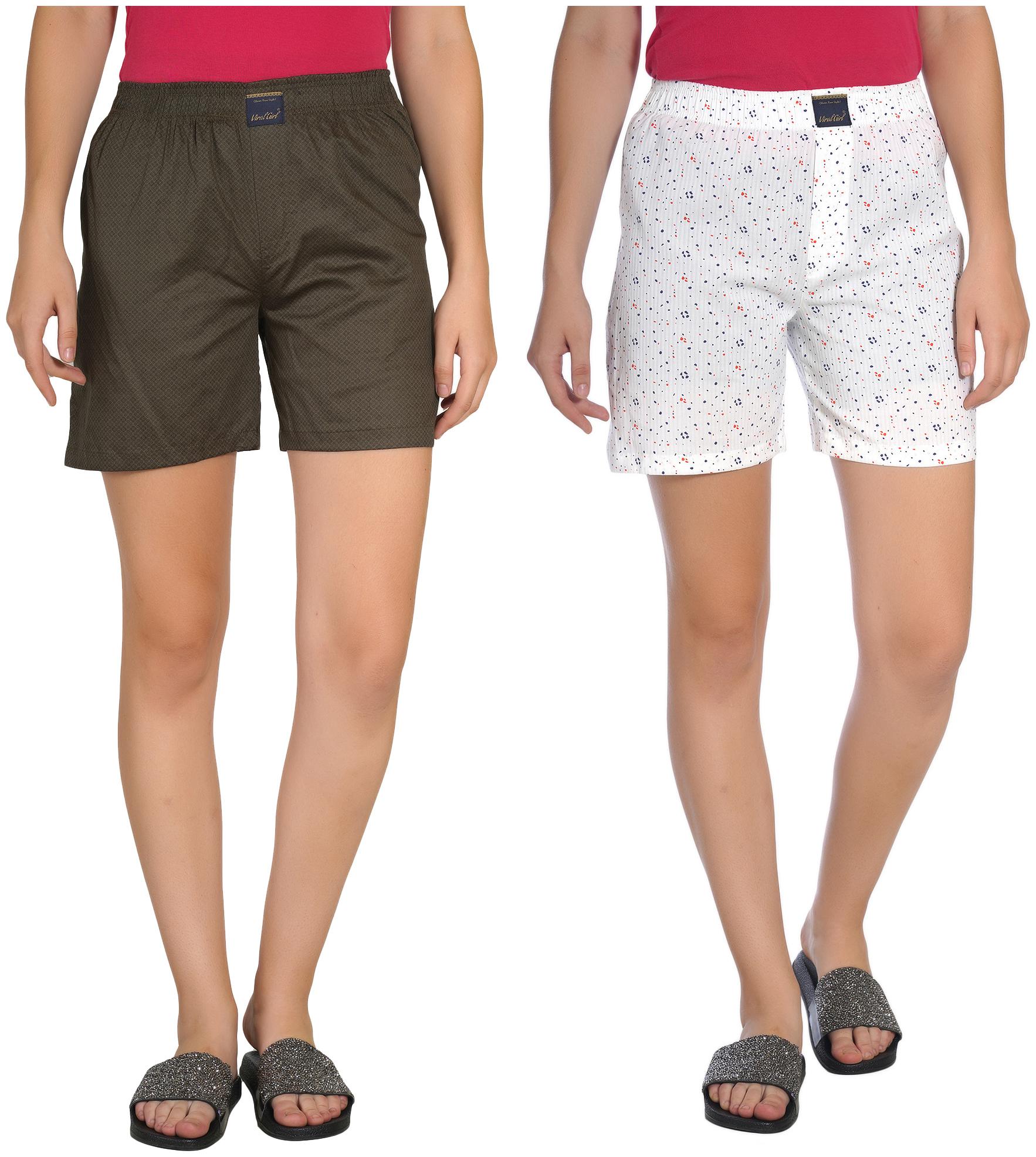 

Viral Girl Women Printed Regular shorts - Green White