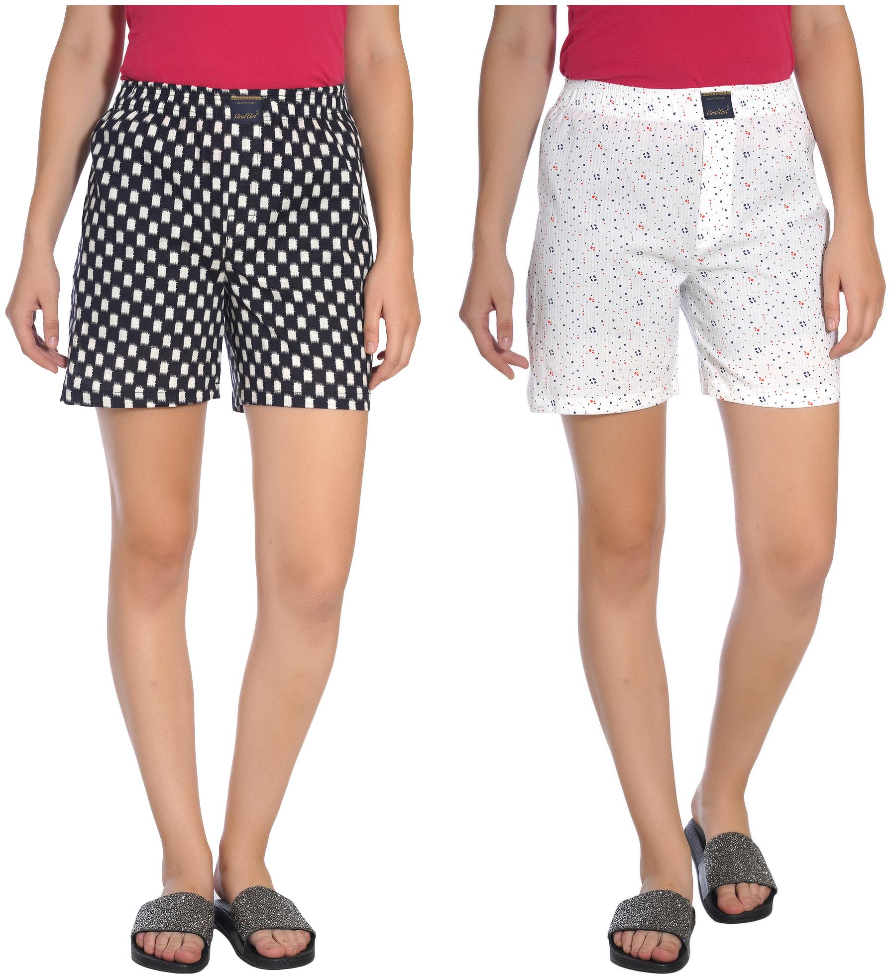

Viral Girl Women Printed Regular shorts - Black White
