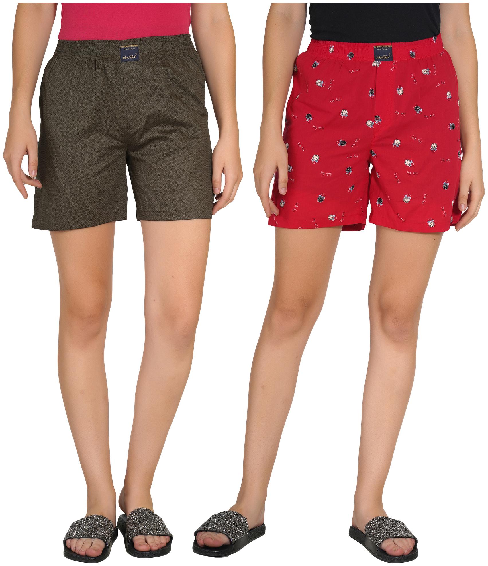 

Viral Girl Women Printed Regular shorts - Green Red