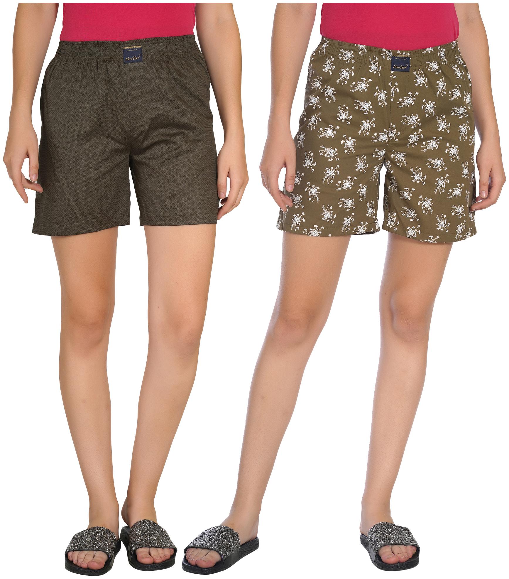 

Viral Girl Women Printed Regular shorts - Green Brown
