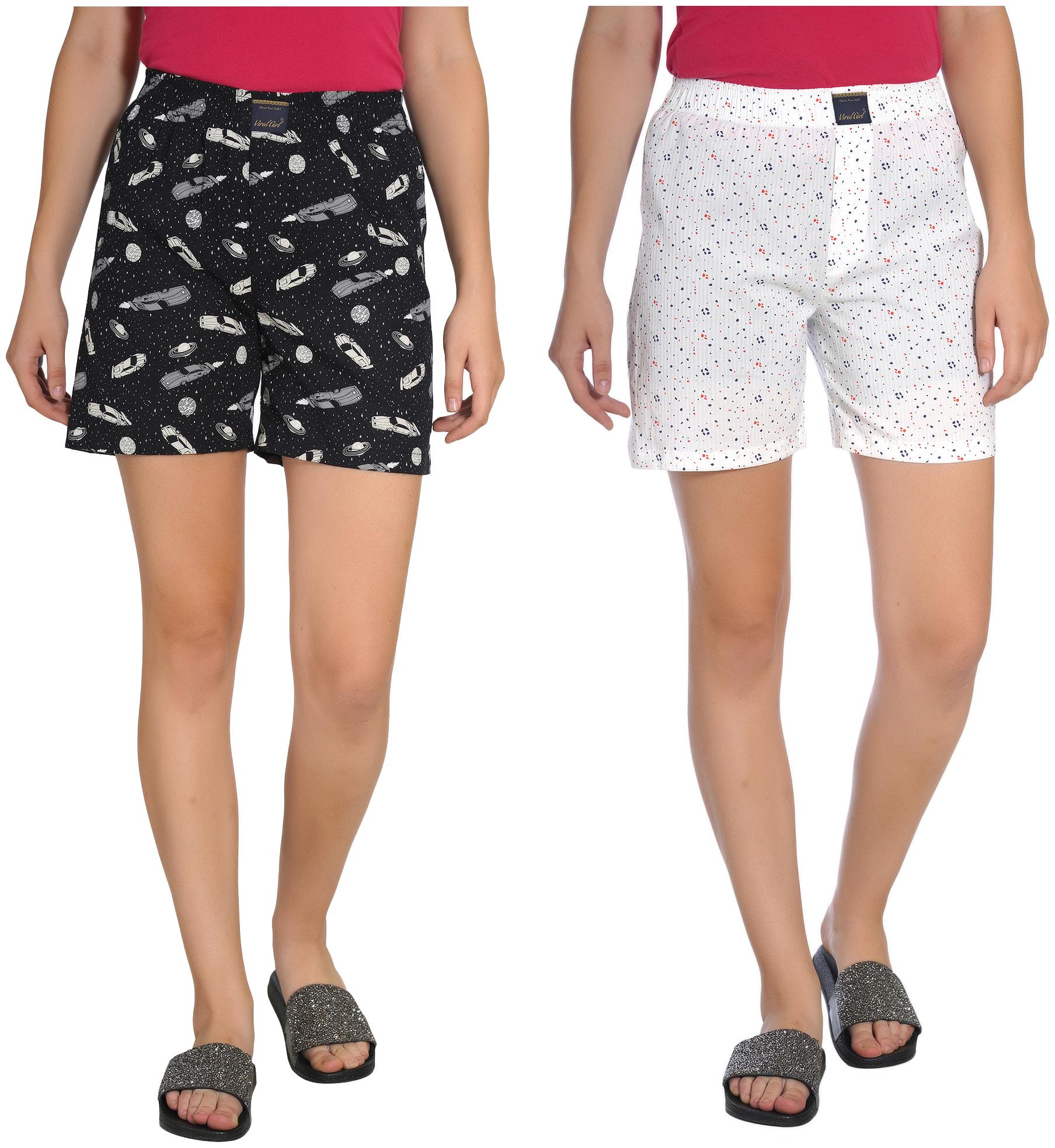 

Viral Girl Women Printed Regular shorts - Black White
