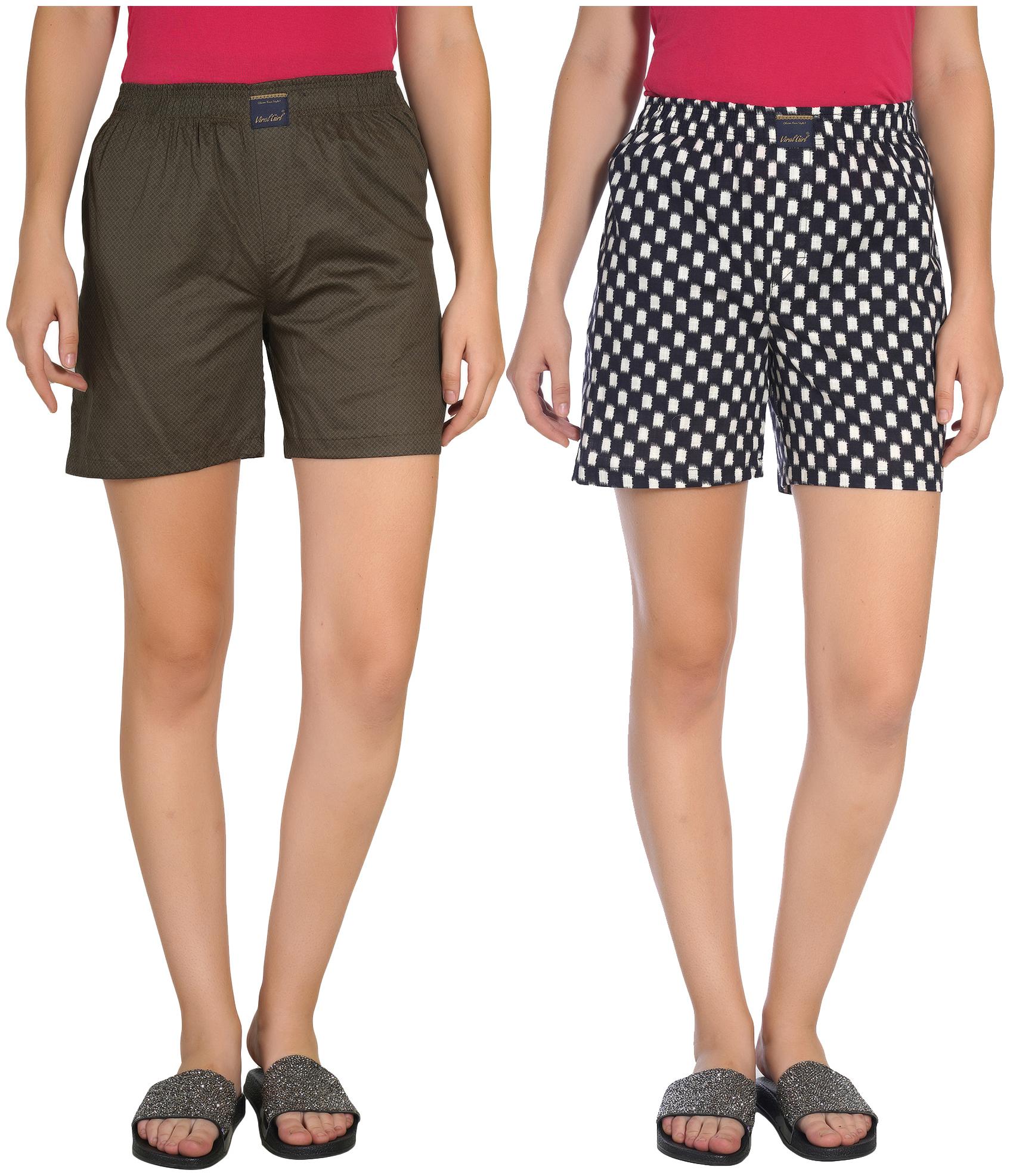 

Viral Girl Women Printed Regular shorts - Green Black